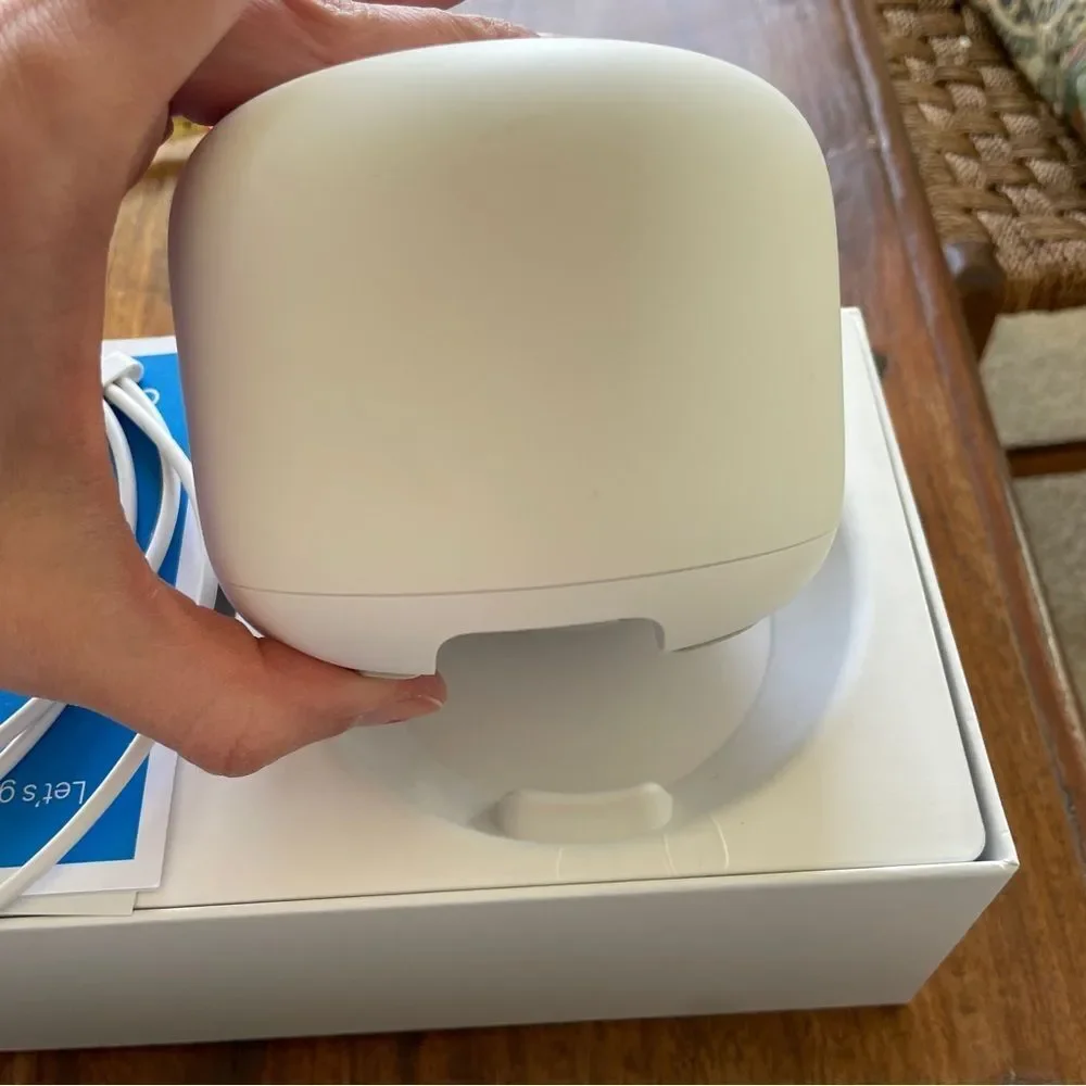 Google White Network Router with Network Cable